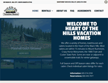 Tablet Screenshot of heartofthehillsvacationhomes.com